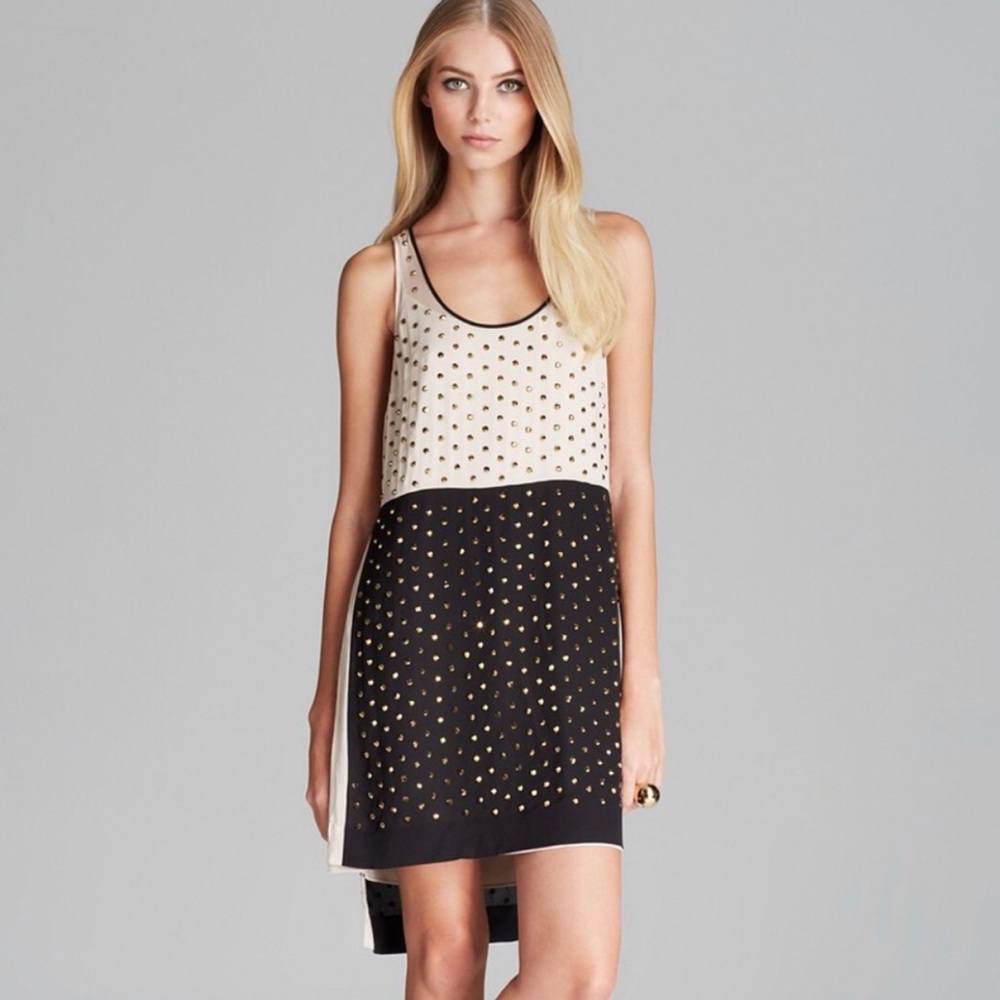 Diane Von Furstenberg nude and Black stud dress